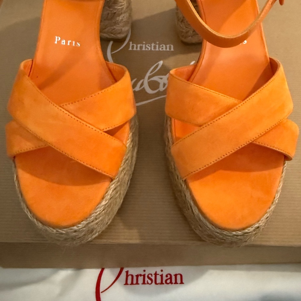 Christian Louboutin Orange Platform Sandals - Picture 4 of 8